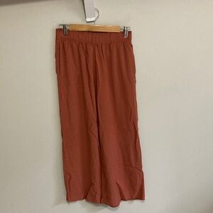 H&M Rust Orange Wide-Leg Pants, Size Small, elastic waistband
